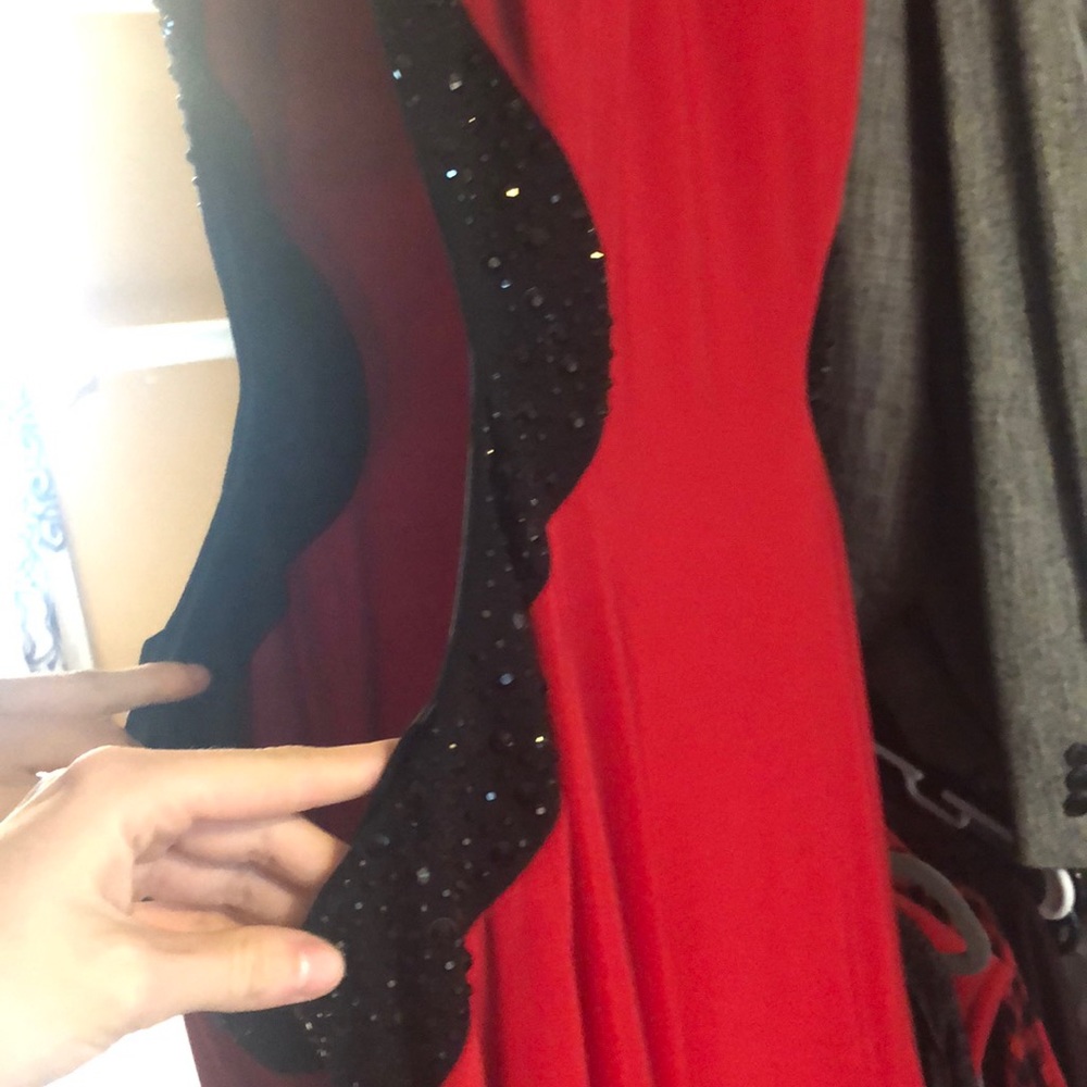 Gown Red & Black rhinestone evening formal dress - Picture 7 of 14